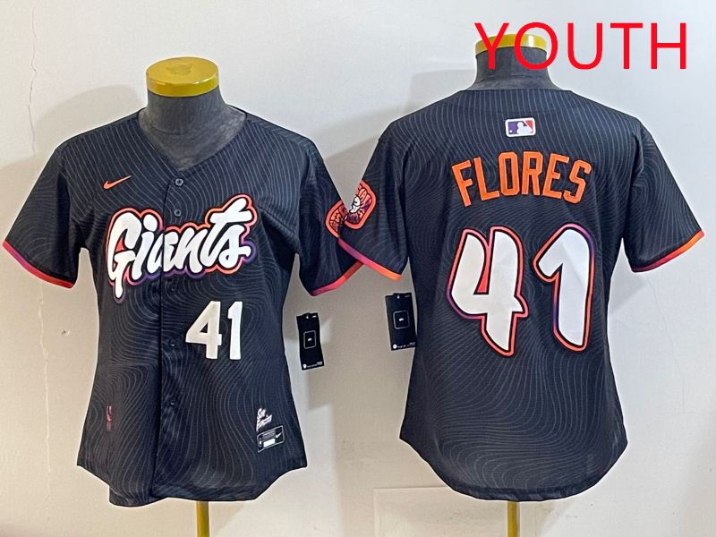 Youth San Francisco Giants 41 Flores Black Joint Name 2025 Nike MLB Jersey style 5